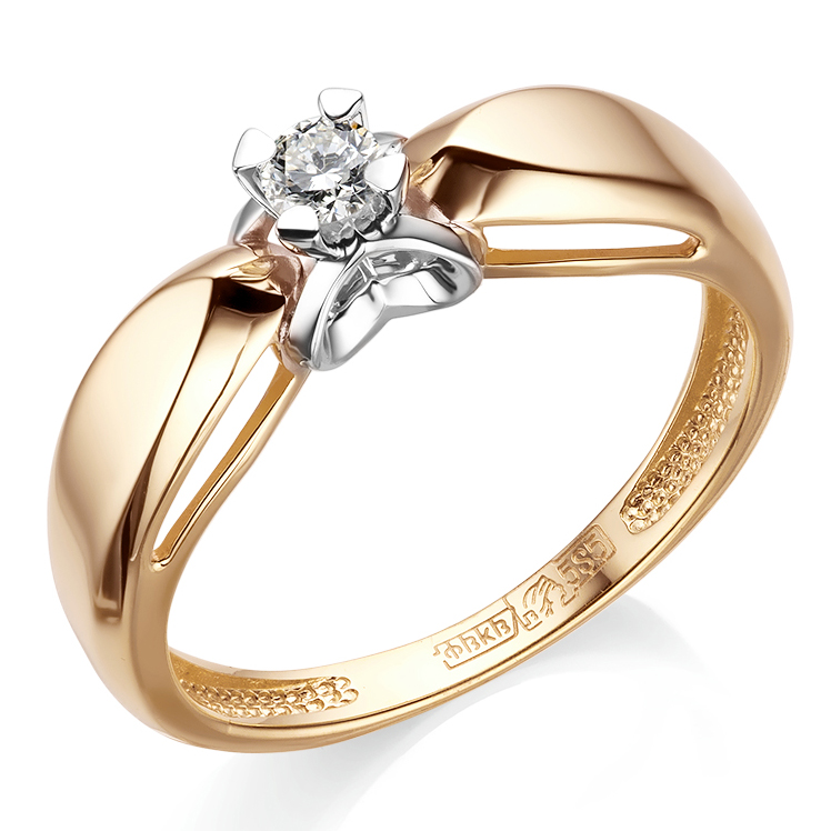 Кольцо, золото, бриллиант, 1-11-1076-101